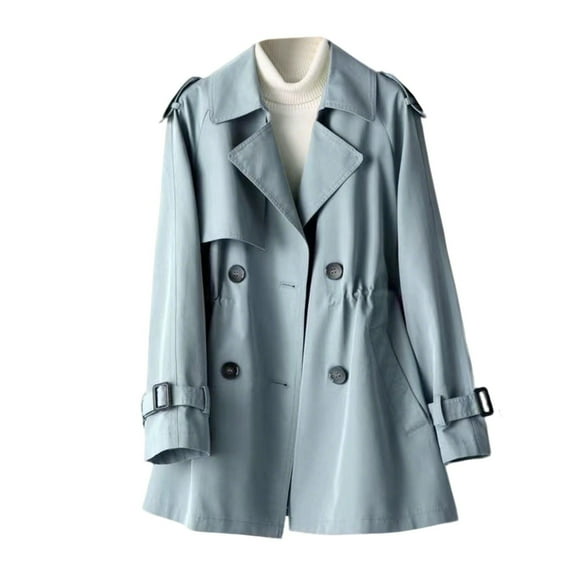 wdsxpo Women Trench Coat Trendy Double Breasted Notch Lapel Overcoat Fashion Classic Lightweight Fall Elegant Windproof Jacket
