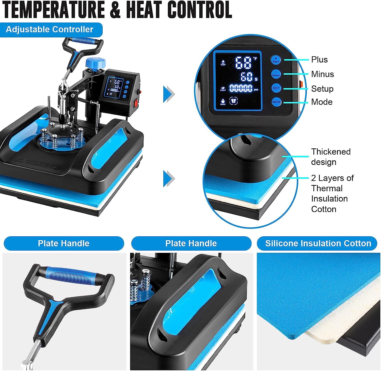 SHZOND Protable Heat Press 15x15 Inch, 8 in 1 Heat Press Machine with 30OZ Tumbler Press,Swing Away T Shirt Pressing Machine, Combo Tumbler Heat Press Machine Sublimation for T-Shirt Hat Mug Plate