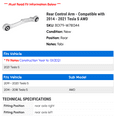 thumbnail image 2 of Rear Control Arm - Compatible with 2014 - 2021 Tesla S AWD 2015 2016 2017 2018 2019 2020, 2 of 2