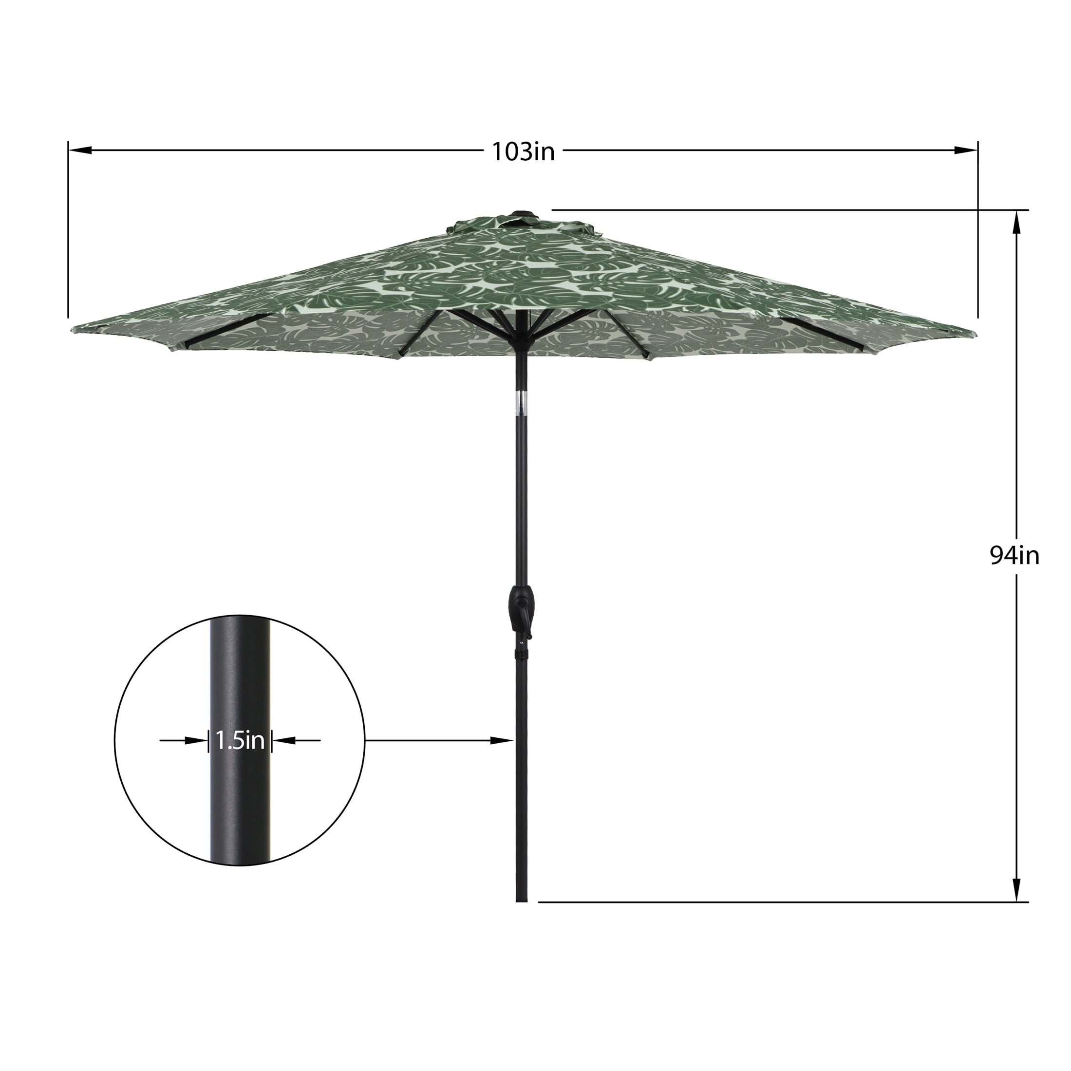 Mainstays 9' Monstera Palm Crank Lift and 3 Position Tilt Patio Umbrella