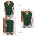 thumbnail image 3 of Camiseta de manga corta con cuello en V para mujer, blusa de manga corta con volantes y botones elegantes a la moda, 3 of 5