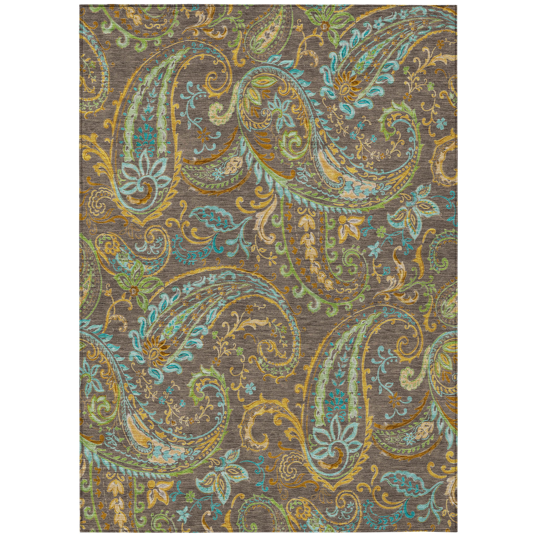 Addison Rugs Chantille Indoor/Outdoor Transitional Paisley Chocolate Washable Rectangle Rug, 8' x 10'