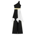 thumbnail image 5 of Yartina Womens Praise Dance Dresses Asymmetric Overlay Dress with Wide-Leg Pants Worship Dance Outfit Black XL, 5 of 7