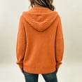 thumbnail image 4 of FENGYOU Womens Zip Up Hooded Cardigan Cable Knit Jacket Loose Casual Long Sleeve Outerwear with Pockets Drawstring Hood Orange M, 4 of 6