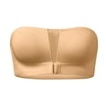 thumbnail image 4 of ZJXFGS Strapless Bras For Women Push Up Comfortable Top BraletteFront Closure Non-Slip Padded Bandeau Bras Seamless Wireless Strapless Bra Khaki S, 4 of 9