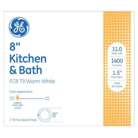 

GE Lighting 11084 Kitchen & Bath T9 Circline Fluorescent Bulb 8 22W W. White