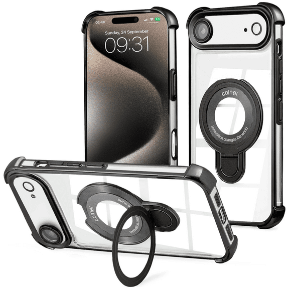 Entronix [Magnetic] Case Compatible with iPhone 17 Air - [Clear Back] Luxury Glossy Gripstand