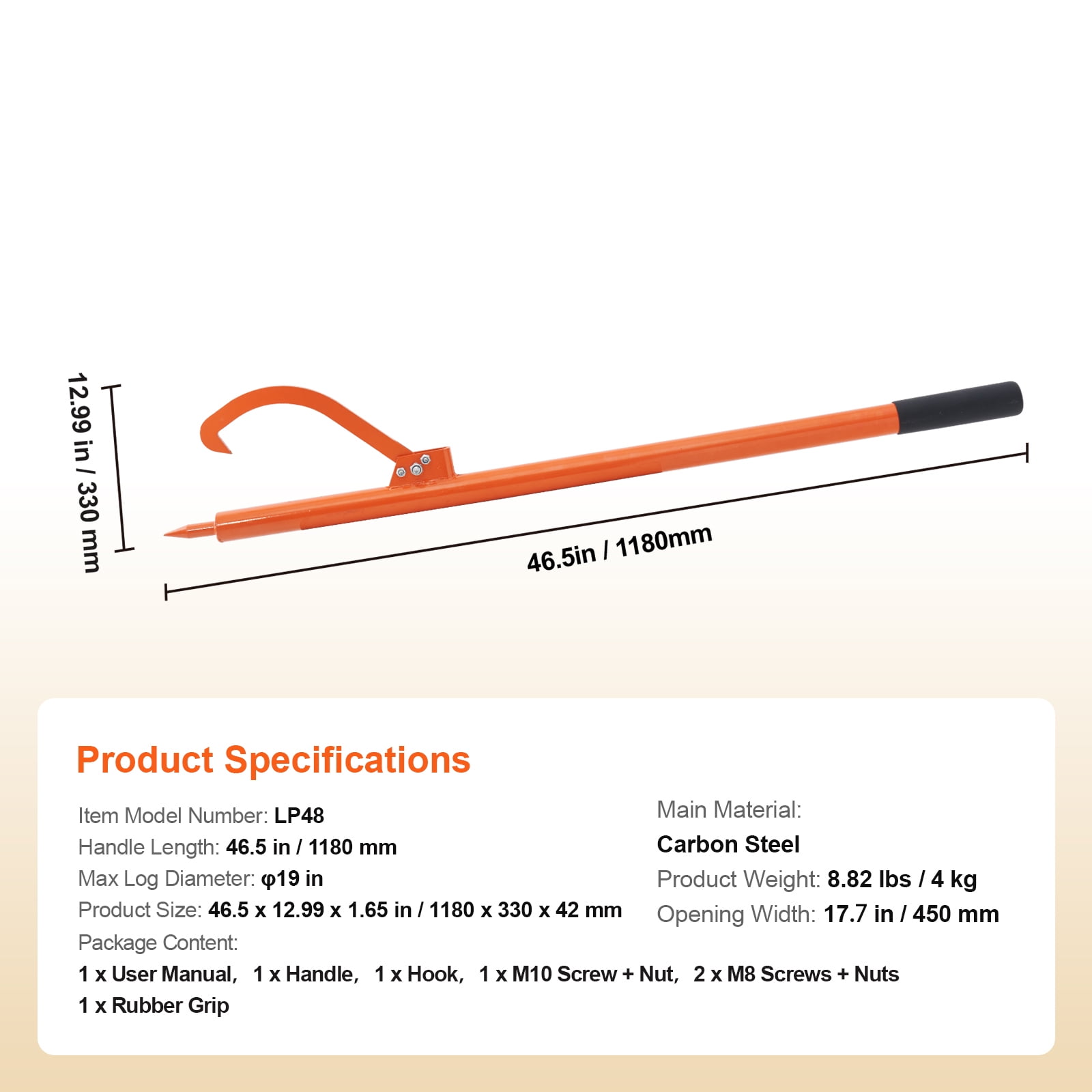 KFFKFF LP48 Log Jack Effortless Log Lifting 46.5 in Length
