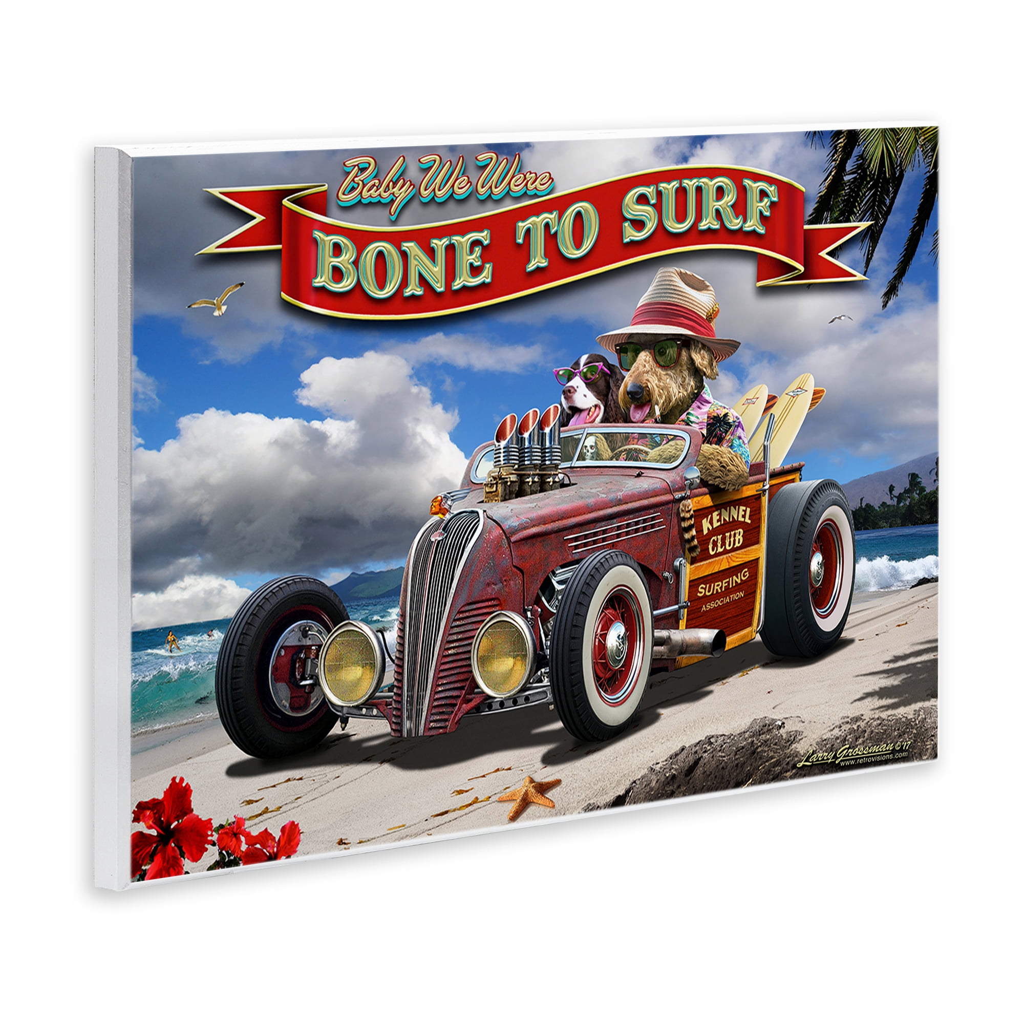 Stupell Industries Bone to Surf Dogs Transportation Painting Unframed Art Print Wall Art, 19 x 13