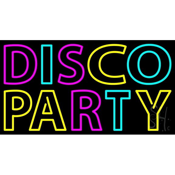 Disco Party 3 LED Neon Sign 13 x 24 - inches, Black Square Cut Acrylic Backing, with Dimmer - Bright and Premium built indoor LED Neon Sign for Event, Party.