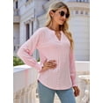 thumbnail image 3 of Women'S Casual Long Sleeve V-Neck Pullover Shirt Top Pink XXL, 3 of 8