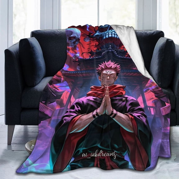 Sukuna Jujutsu Kaisen Ultra-Soft Micro Fleece Blanket Cozy Blanket Thick Warm Plush Throw Blanket Sofa Cushion 50"X40"
