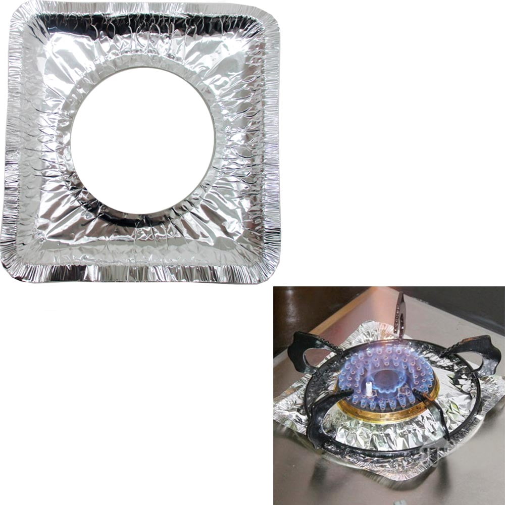 120 Disposable Aluminum Foil Square Gas Burner Drip Pan Range Stove Bib Liners