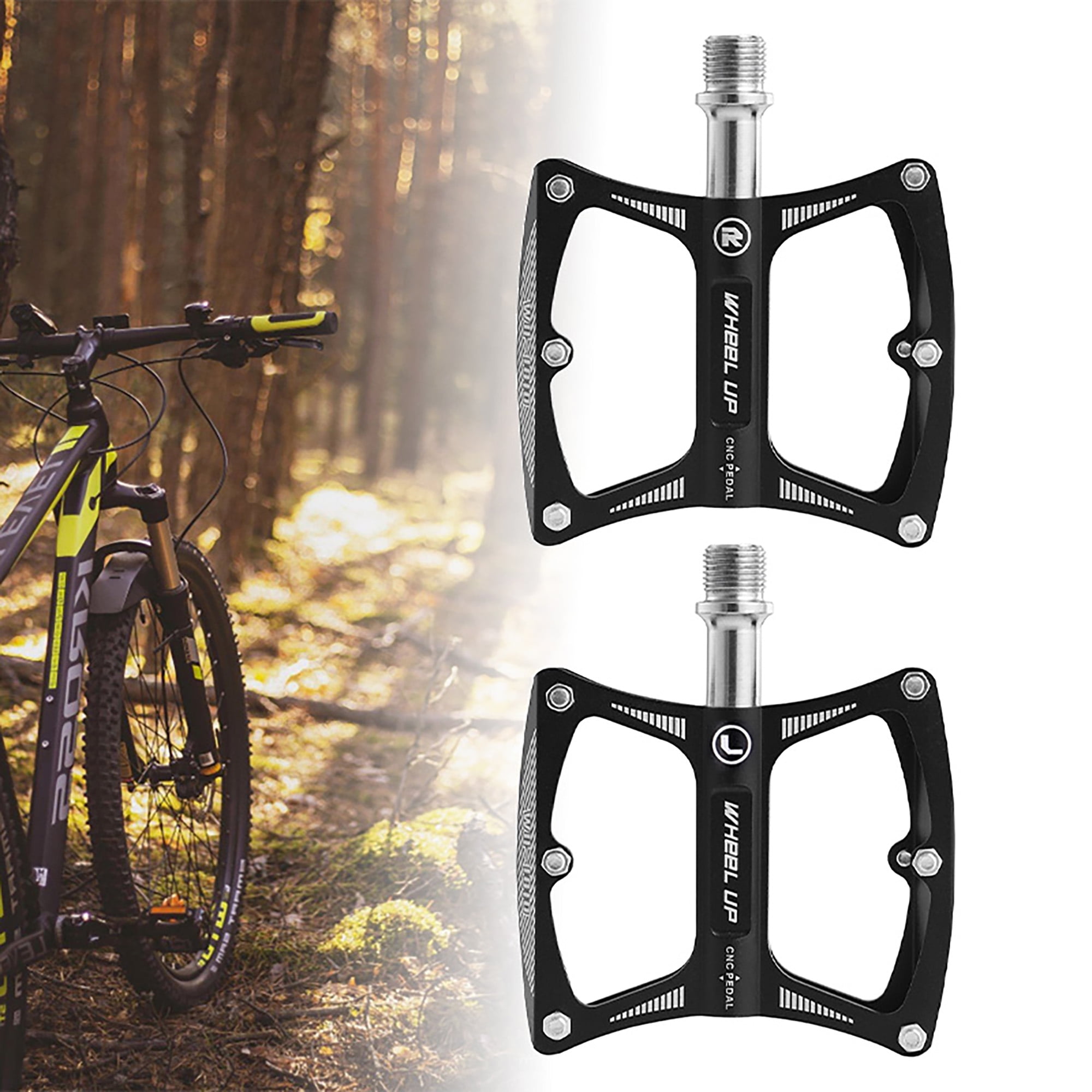 Aluminum Bike Pedal MTB Mountain Road Bicycle Bearings flat Cycling Pedals Black