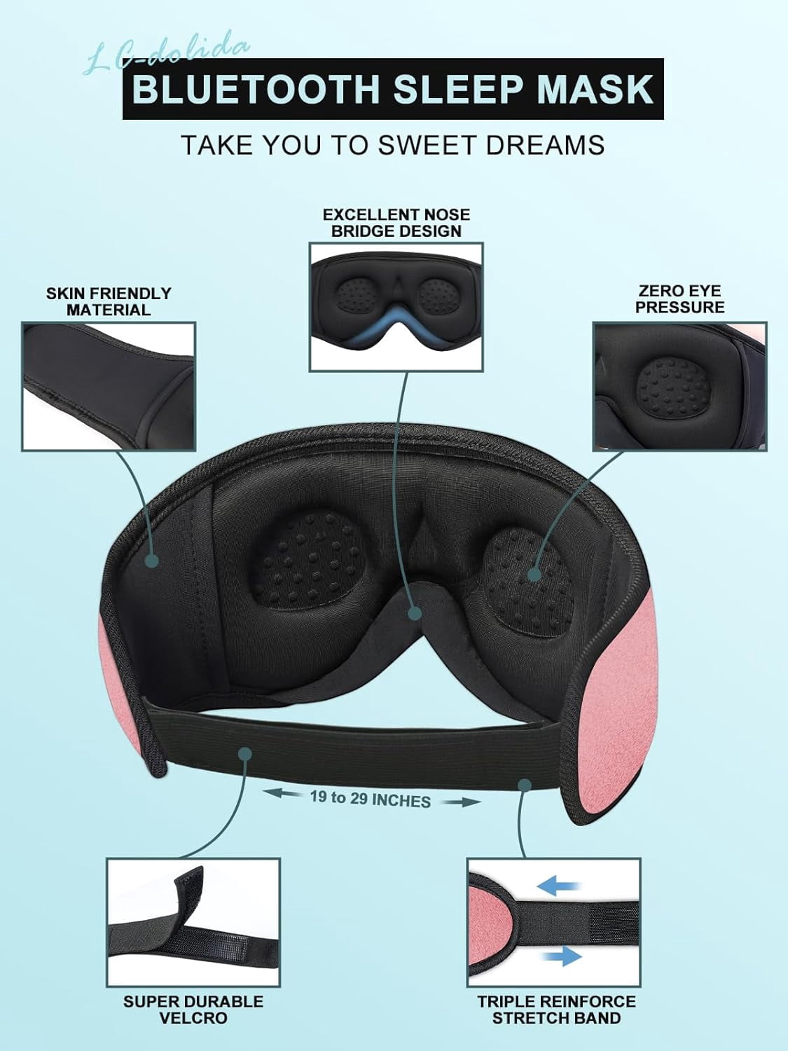 Sleep Mask with Headphones, Total Blackout Sleeping Headphones for Side Sleeper, Sleep Headphones with Bluetooth 5.4, Blackout Eye Mask for Sleeping Travel Meditation Men Women