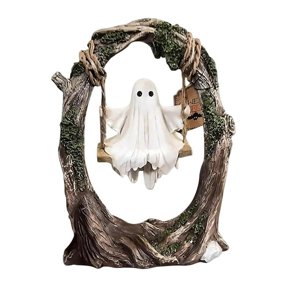 XMMSWDLA ﻿ ﻿Halloween Ghost Swing Ornament - 8" Cute Swinging Ghost Figurine for Indoor Decor, Bookshelf & Desktop (Collectible Decorative Sculpture)