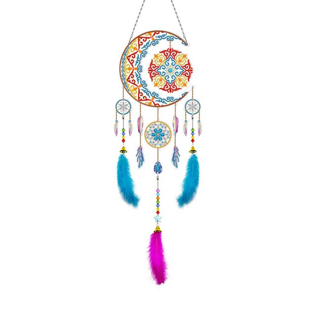 5D DIY diamante pintura atrapasue?os carillones de viento mosaico pluma cuenta cadena colgante decoraciones diamante pintura Kit ZefeiWu 8390612566080