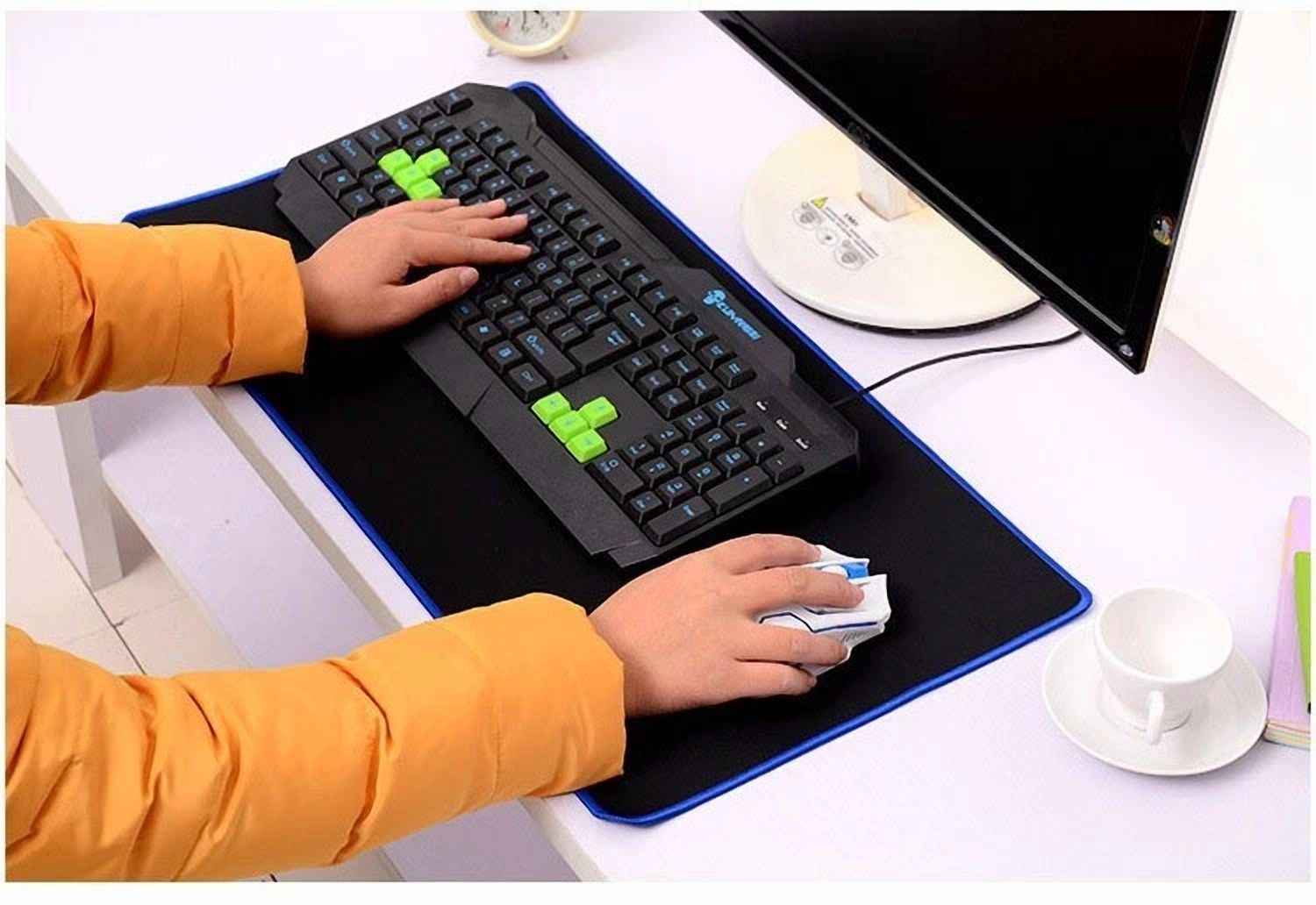 PRIME- 28.6*11.8Inch Large Blue Edge Pc Laptop Computer Rubber Gaming Mouse Pad Mat