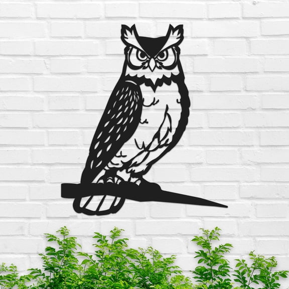Owl Metal Garden Sign, Owl Metal Garden Stake Sign, Animal Metal Yard Art, Garden Metal Art Plaque, Garden Decor