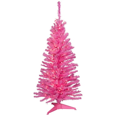 Northlight Pre-Lit Medium Artificial Pine Christmas Tree - 4' - Pink - Clear Lights