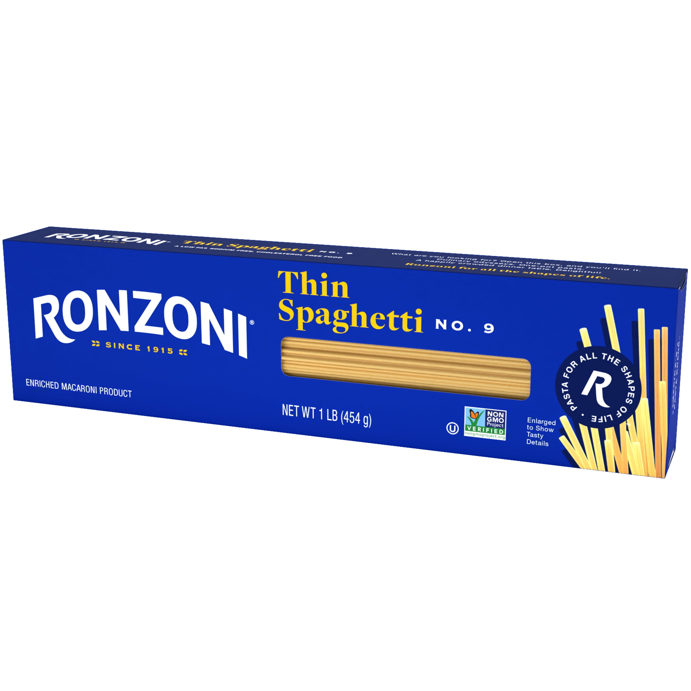 (2 pack) Ronzoni Thin Spaghetti, 16 oz, Non-GMO Pasta for Entrees, Soups, Sides, (Shelf Stable) Box
