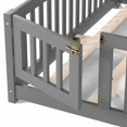 thumbnail image 6 of Bellemave Montessori Bed with Rails, Queen Size Floor Bed with Door & Slats Support, Wood Playhouse Bed with Fence, No Box Spring Needed, Gray, 6 of 7