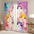 thumbnail image 2 of Homewish Kitten Cat Animal Black Out Curtains for Teen, Fashion Watercolor Curtains Pack of 2 (42x63 Each), Cartoon Love Heart Bedroom Curtains, Blackout Curtains Bedroom Decor, 2 of 6