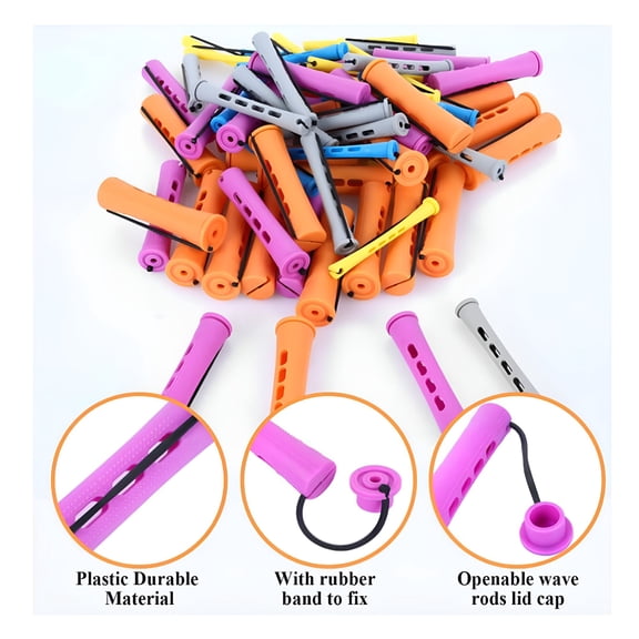 RAGUPEL Cold Perm Rods No Heat Non-Slip Elastic Small Medium Large Size Natural Wavy Rod Women Hair Styling, 12Pcs 3.5cm