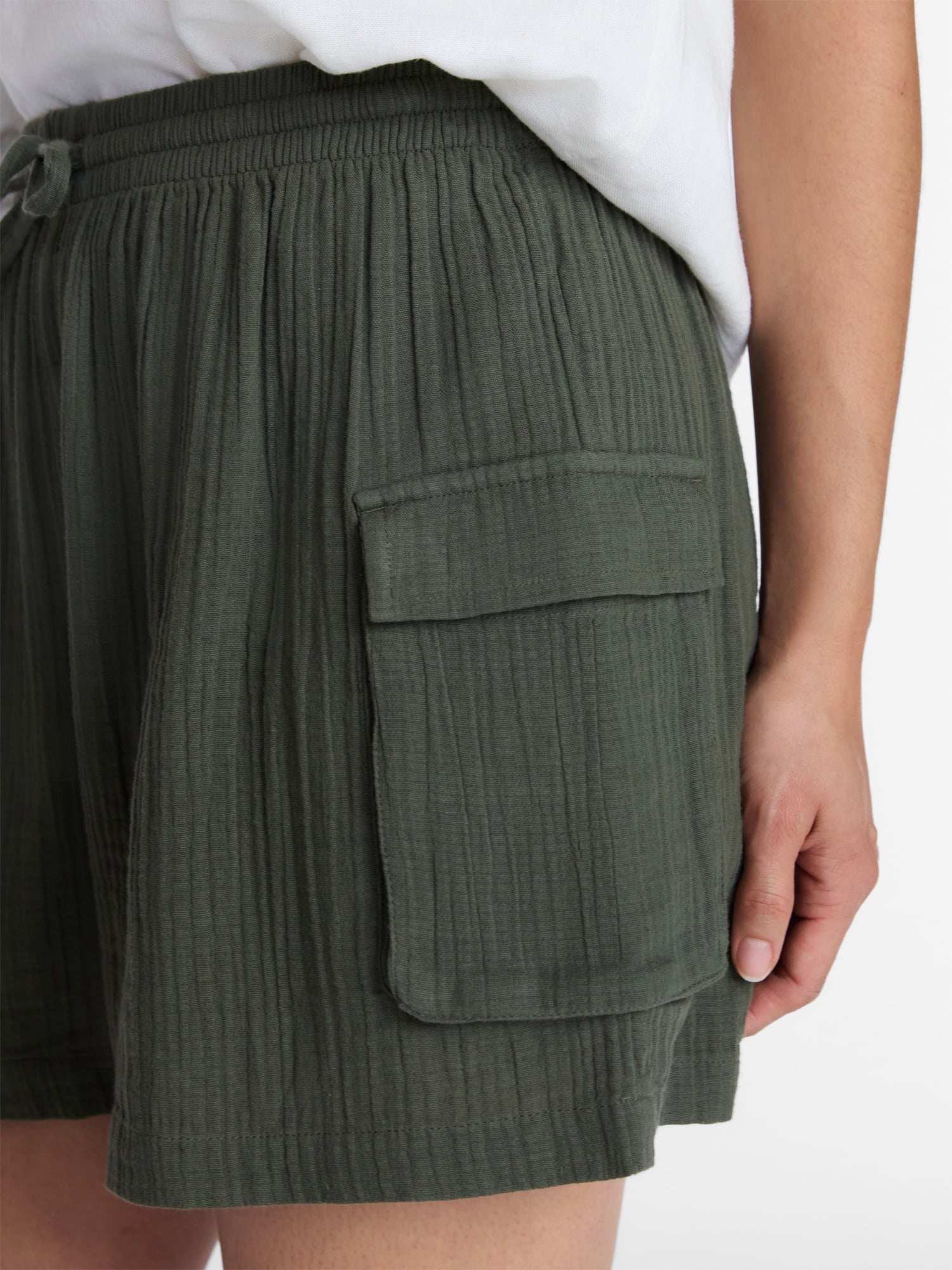 Time and Tru Women's Double Cloth Cargo Shorts, Sizes XS-XXXL