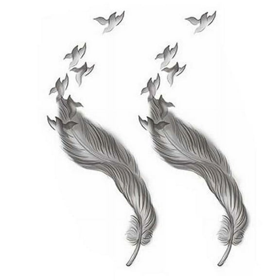 Feather Pattern Fake Body Individual Design Temporary Tattoos