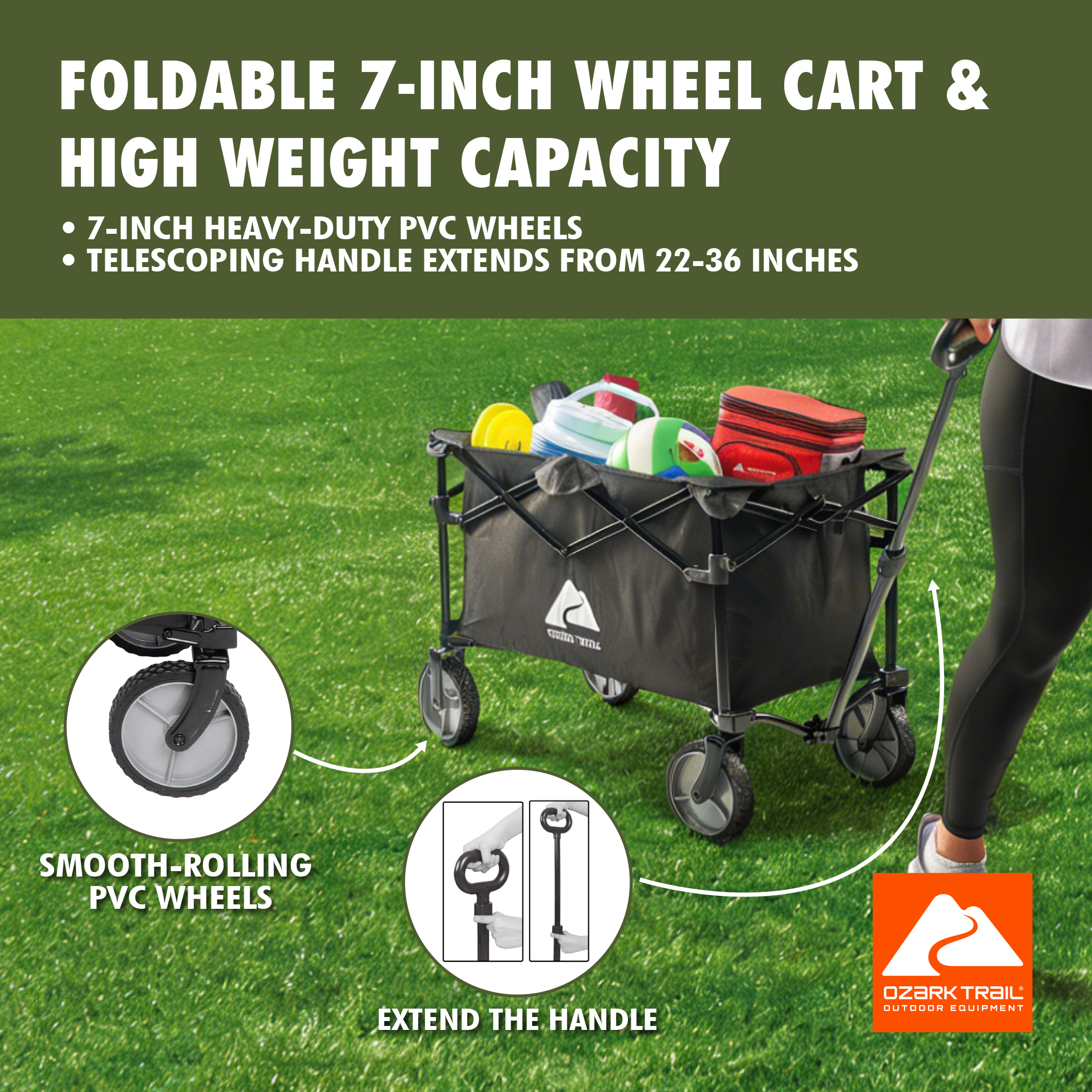 Ozark Trail Multi-Purpose Folding Wagon, Black photo 3