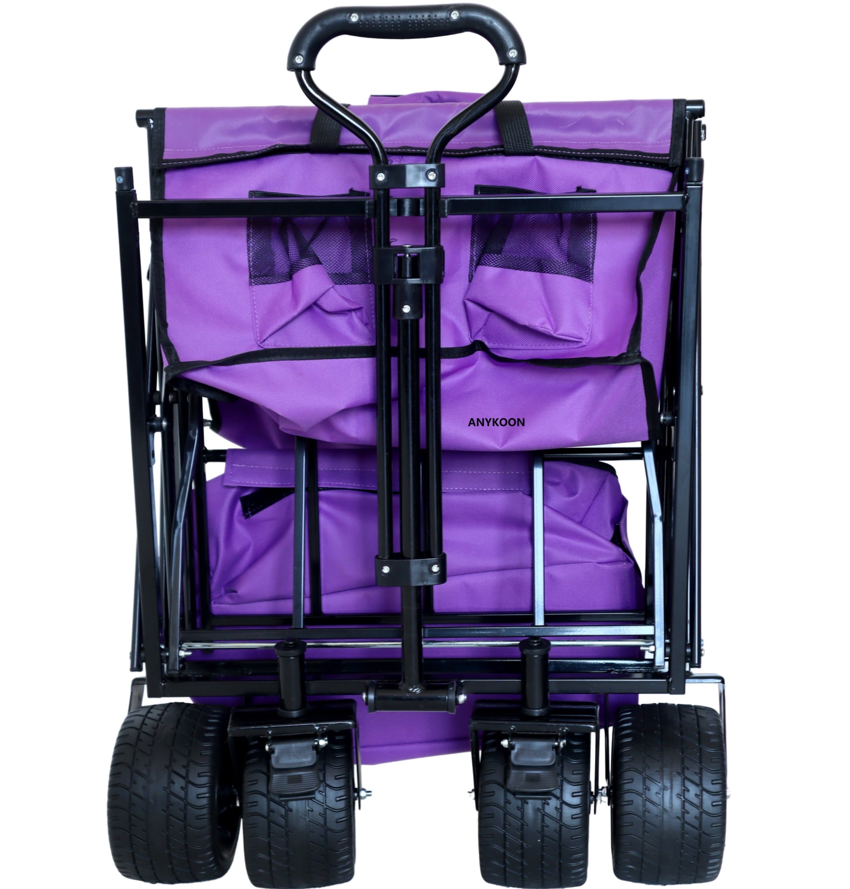 Anykoon Large Capacity 480Lbs Collapsible Wagon with Canopy, Lightweight Foldable Wagon Stroller with 7" All-Terrain Wheels, for Camping, Shopping, Sports, and Garden Use, purple