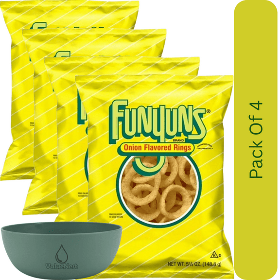 Funyuns Onion Flavored Rings Original Snack, 5.25 oz Bag With Olive Green Bowl By ValueNest