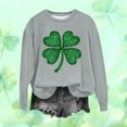 thumbnail image 2 of St Patricks Day Outfits for Women Crew Neck Long Sleeve Pullover Tops Irish Shamrock Green Print Sweatshirt Festival Shirts, 2 of 4
