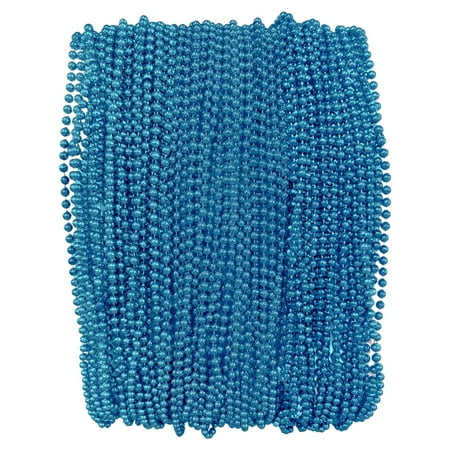 Mardi Gras Krewe Turquoise Blue Mardi Gras Beads, 33 Inch, 72 Necklaces - 6 Dozen