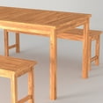 thumbnail image 6 of Modern 3-Piece, Slat-Top Acacia Wood Dining Table and Benches - Brown, 6 of 6