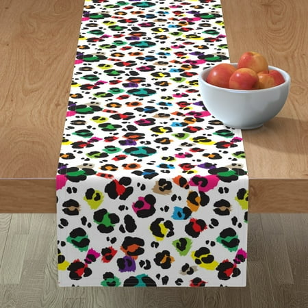 

Cotton Sateen Table Runner 108 - Leopard Print Pattern Colorful Wild Animal Safari Rainbow Cheetah Abstract Girl Print Custom Table Linens by Spoonflower