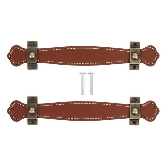 Supvox Antique Trunk Handles 2Pcs Brown Pu for Cabinet and Dresser Pulls