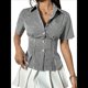 thumbnail image 3 of Conjuntos Casuales de Negocios para Mujer, Blusas Elegantes e Informales de Verano con Botones y Peplum, Camisas A Rayas 2025 Negro XL, 3 of 10