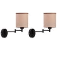 thumbnail image 3 of Luz De Pared Con Brazo Oscilante, Luces De Pared Modernas Con Pantalla De Lino, Instalación Enchufable O Montada, Enchufe E27 Para Dormitorio, Sala De Estar, Oficina 2 Piezas Moyic HA024947-03, 3 of 6