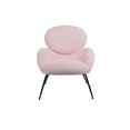 thumbnail image 5 of Accent Chair, Sherpa Fabric Upholstered Leisure Armchair with Black Metal Legs, Modern Comfy Single Dining Chair Vanity Chair for Bedroom Kitchen Dining Room Living Room, Pink, 5 of 7