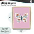 thumbnail image 3 of Boho Pink Floral Butterfly Gold Framed Floater Canvas Wall Art, design by Jessica Beck, 3 of 10