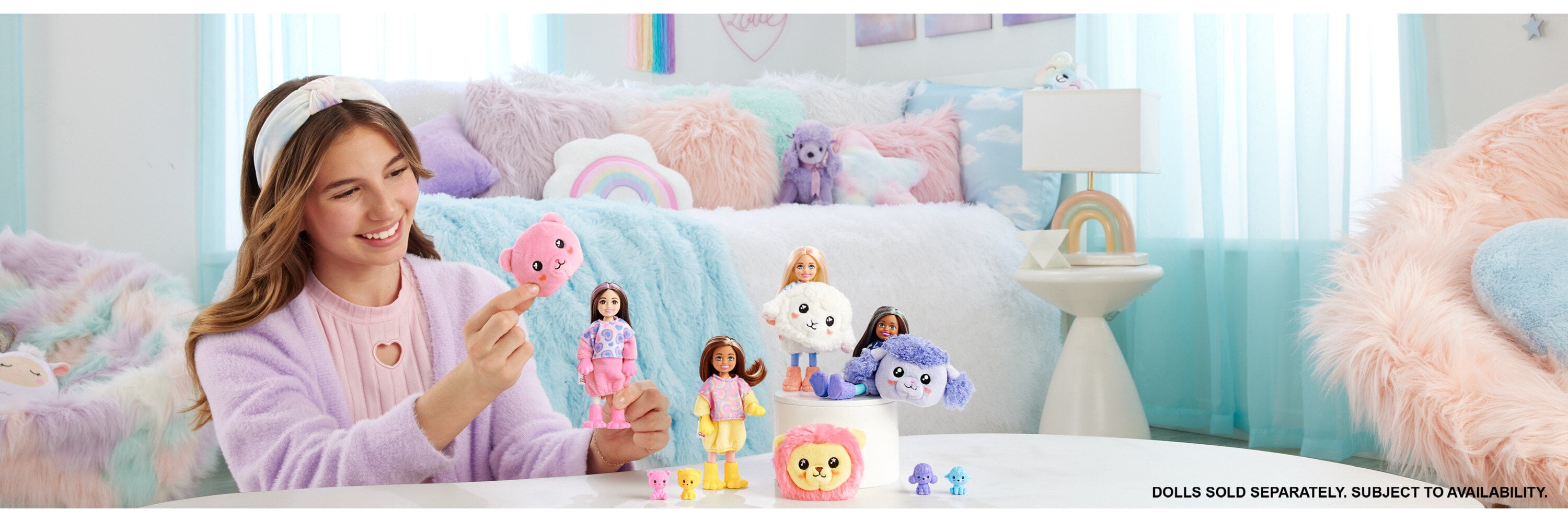 Barbie Cutie Reveal Cozy Cute Tees Series Chelsea Doll & Accessories, Plush Lamb, Blonde Small Doll