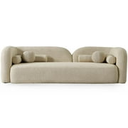 Bodur Japandi Style Luxury Modern Ivory Boucle Fabric Curvy Arm Couch