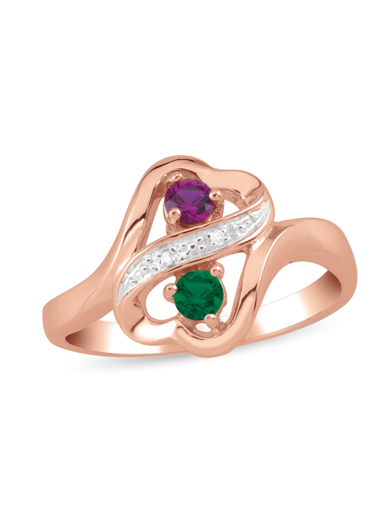 Personalized Couple's Ring in 10K Gold with Diamond Accents by Jewlster