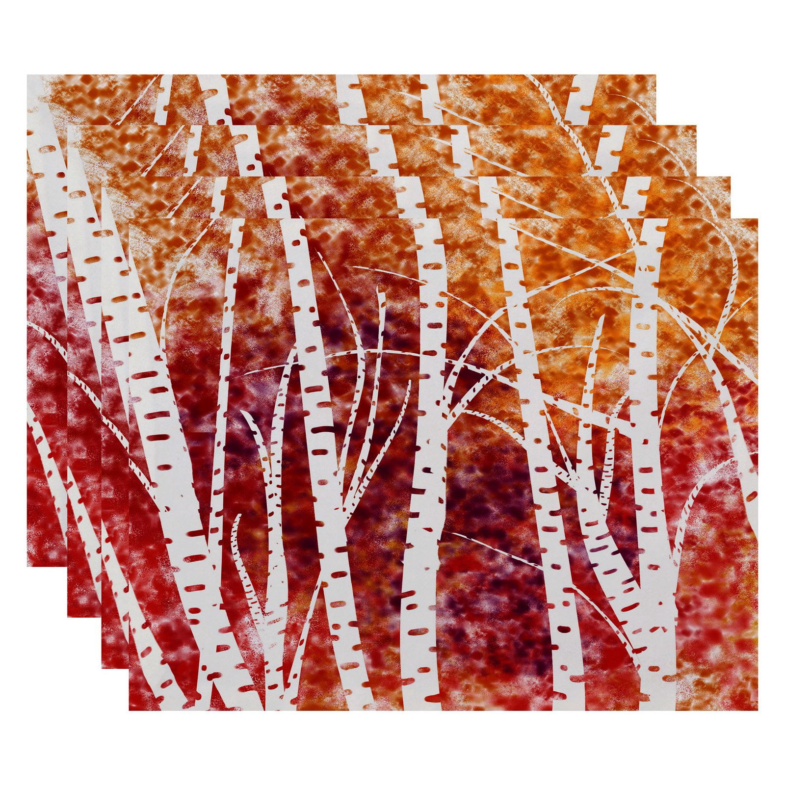 Simply Daisy 18" x 14" Birch Trees Floral Print Placemats, Set of 4