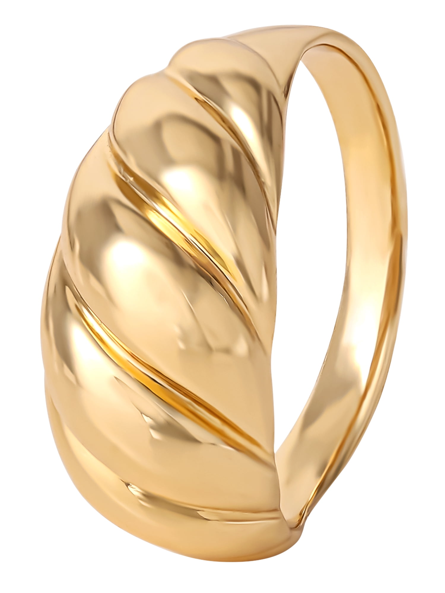 JS Jessica Simpson Women’s 14kt Gold Plated Sterling Silver Ribbed Dome Ring