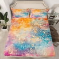 thumbnail image 2 of Feelyou Chic Abstract Ombre Twin Sheet Sets for Women, Vintage Fashion Art Twin Fitted Sheet, Fashion Watercolor Flat Sheet, Super Cozy Room Decor, 3-Piece, 2 of 7
