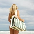 thumbnail image 2 of Sunnylife: Carryall Beach Bag - Vacay Olive Stripe - Oversized Shoulder Tote, Large Capacity, Sand & Water Drainage Holes, Pool Outdoor, 22.8 x 16.9", 2 of 6