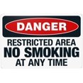 thumbnail image 1 of Danger Restricted Area No Smoking At Any Time Metal Warning Signs, Caution Security Poster for Road Street Home Business Wall Decor 12×8 Inches, 1 of 5